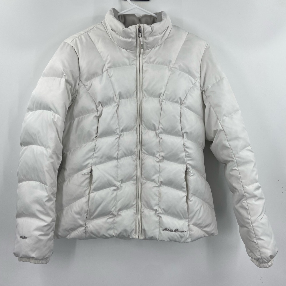 Eddie Bauer EB650 Down Puffer Jacket Coat White Womens Small